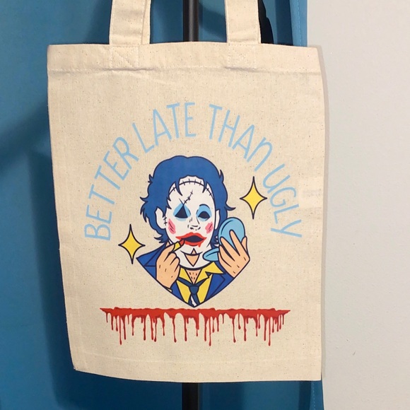 NEW!!  BETTER LATE THAN UGLY- MINI TOTE BAG- LEATHERFACE - Picture 3 of 5
